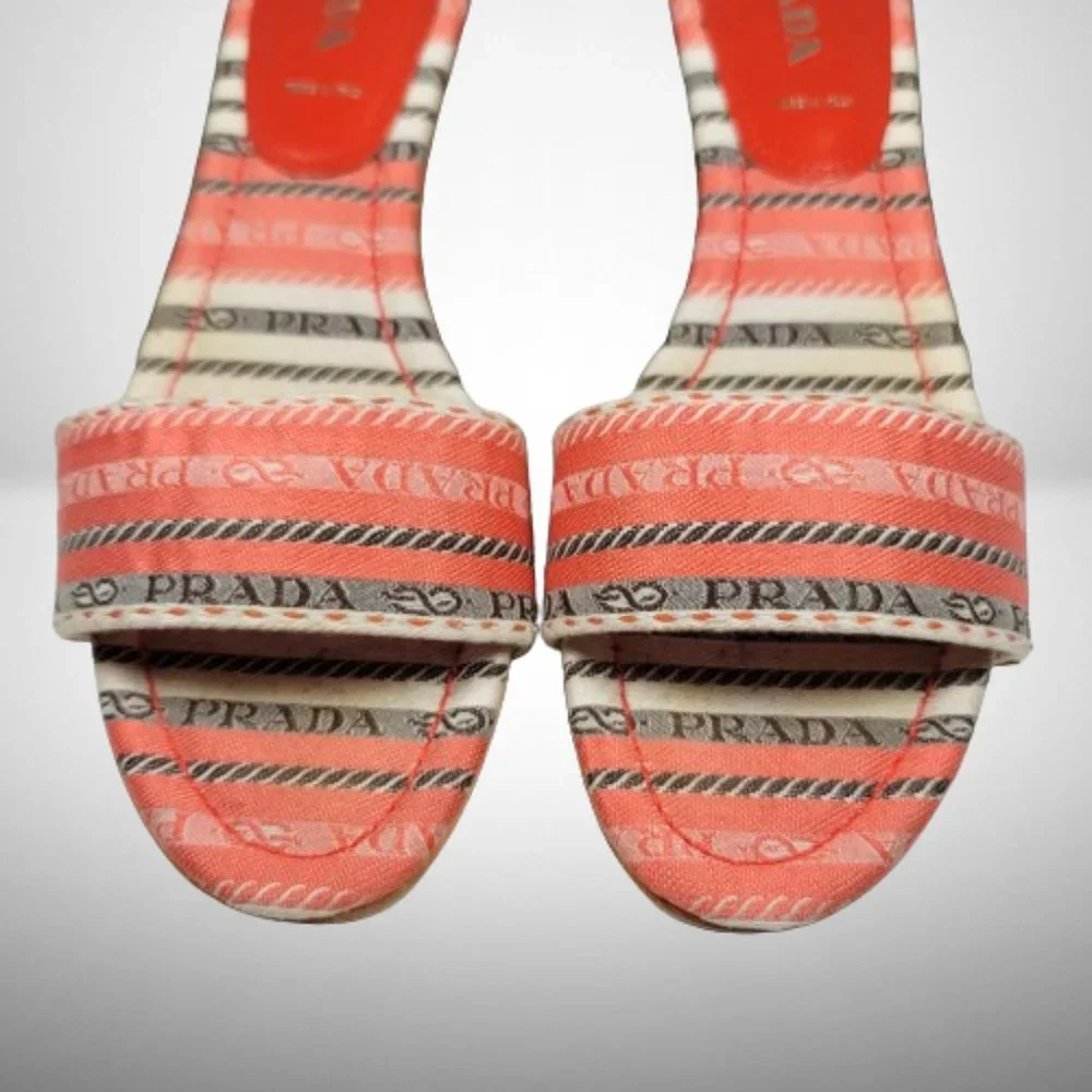 Prada Coral Orange Wooden Mule Sandals - New - Size: 40 - Picture 12 of 12